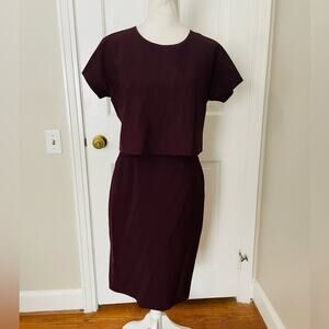 J.Crew Aubergine Stretch Refined Wool Overlay Sheath Dress